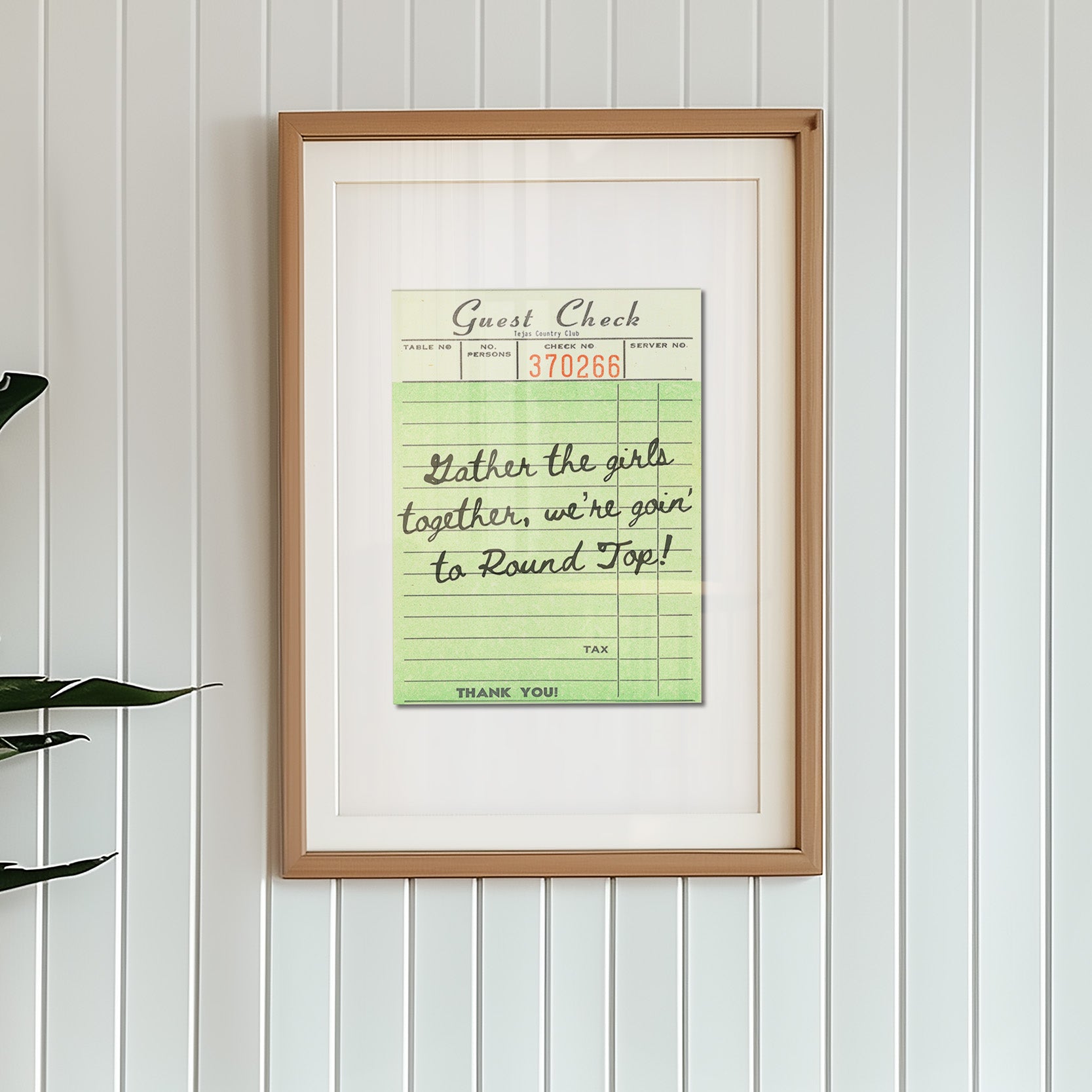 Girls Goin' To Round Top Guest Check Art Print - Tejas Country Club