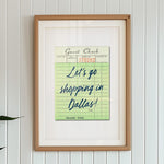 Let's Go Shopping In Dallas Guest Check Art Print - Tejas Country Club