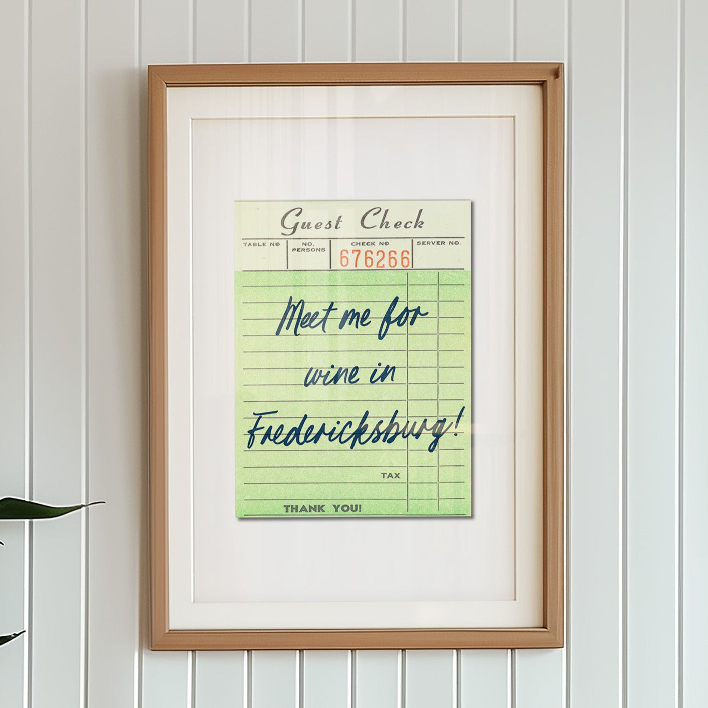 Meet Me For Wine In Fredericksburg Guest Check Art Print - Tejas Country Club
