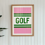 Golf Striped Green and Pink Art Print - Tejas Country Club