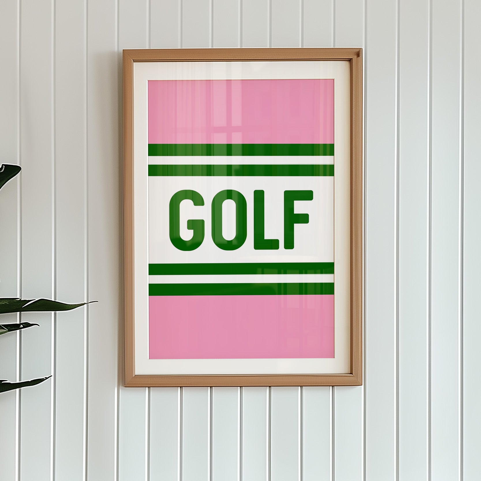 Golf Striped Green and Pink Art Print - Tejas Country Club