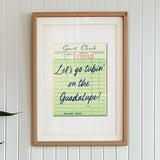 Let's Go Tubin' On The Guadalupe Guest Check Art Print - Tejas Country Club