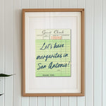 Let's Have Margaritas In San Antonio Guest Check Art Print - Tejas Country Club