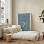 Ghost Town Ranch Skull - Dusty Blue Art Print - Tejas Country Club