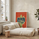 Howdy Y'all No Bad Days Vintage Cactus Sign Art Print - Tejas Country Club