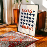 Texas Drawl - Collection of Student Drawn Texas Silhouettes Art Print - Tejas Country Club