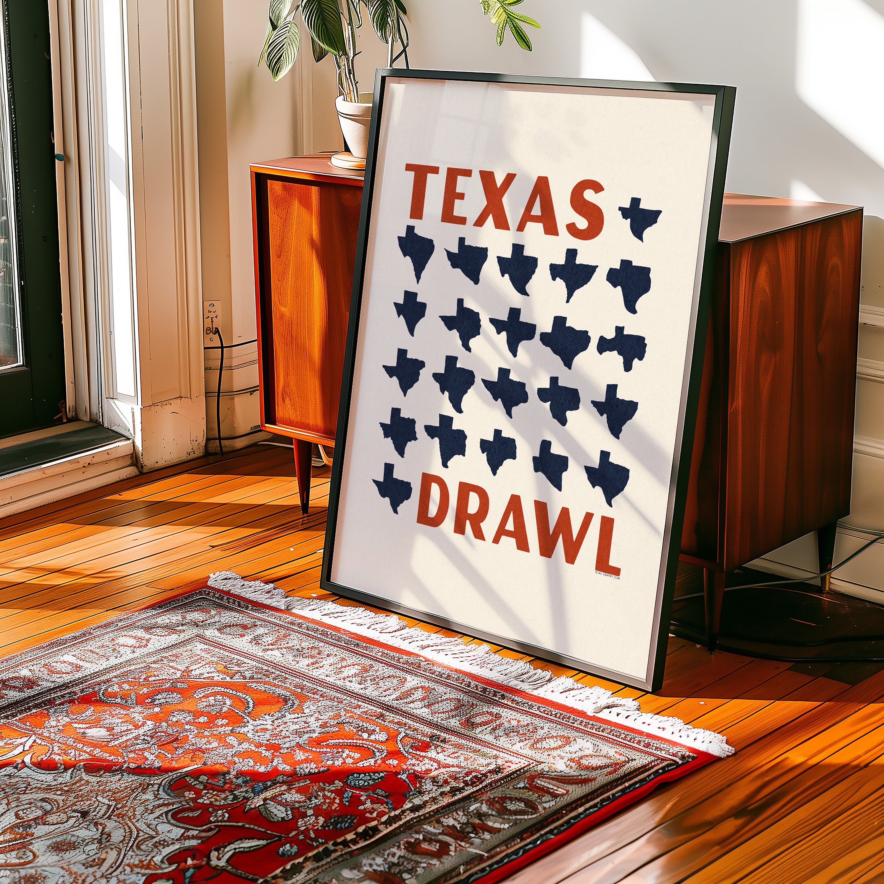 Texas Drawl - Collection of Student Drawn Texas Silhouettes Art Print - Tejas Country Club