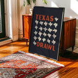 Texas Drawl - Collection of Student Drawn Texas Silhouettes Art Print (Navy)
