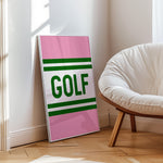 Golf Striped Green and Pink Art Print - Tejas Country Club