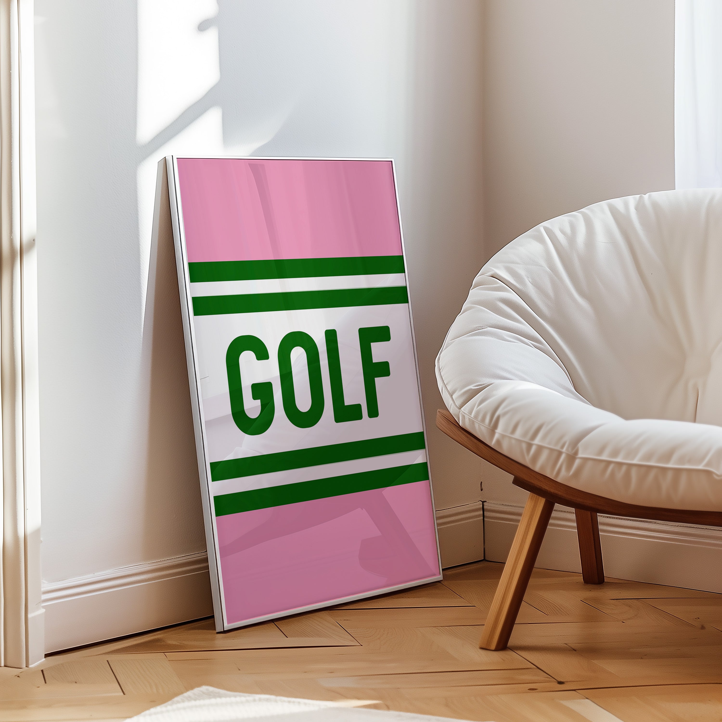 Golf Striped Green and Pink Art Print - Tejas Country Club