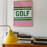 Golf Striped Green and Pink Art Print - Tejas Country Club