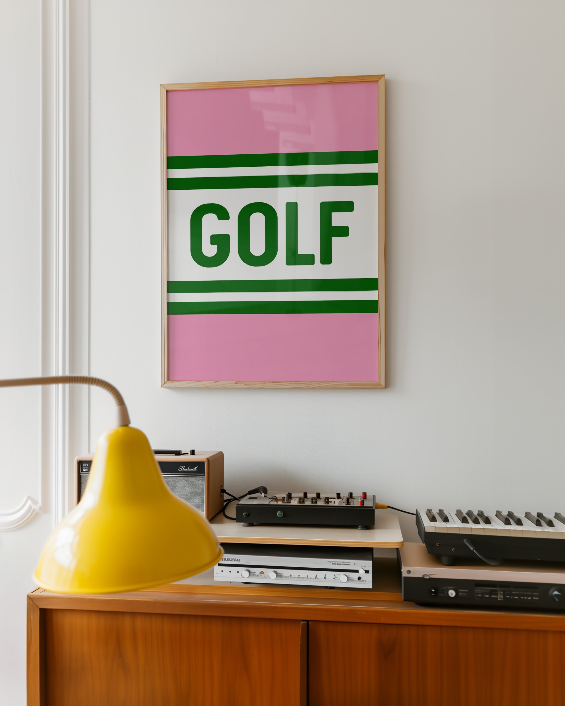 Golf Striped Green and Pink Art Print - Tejas Country Club