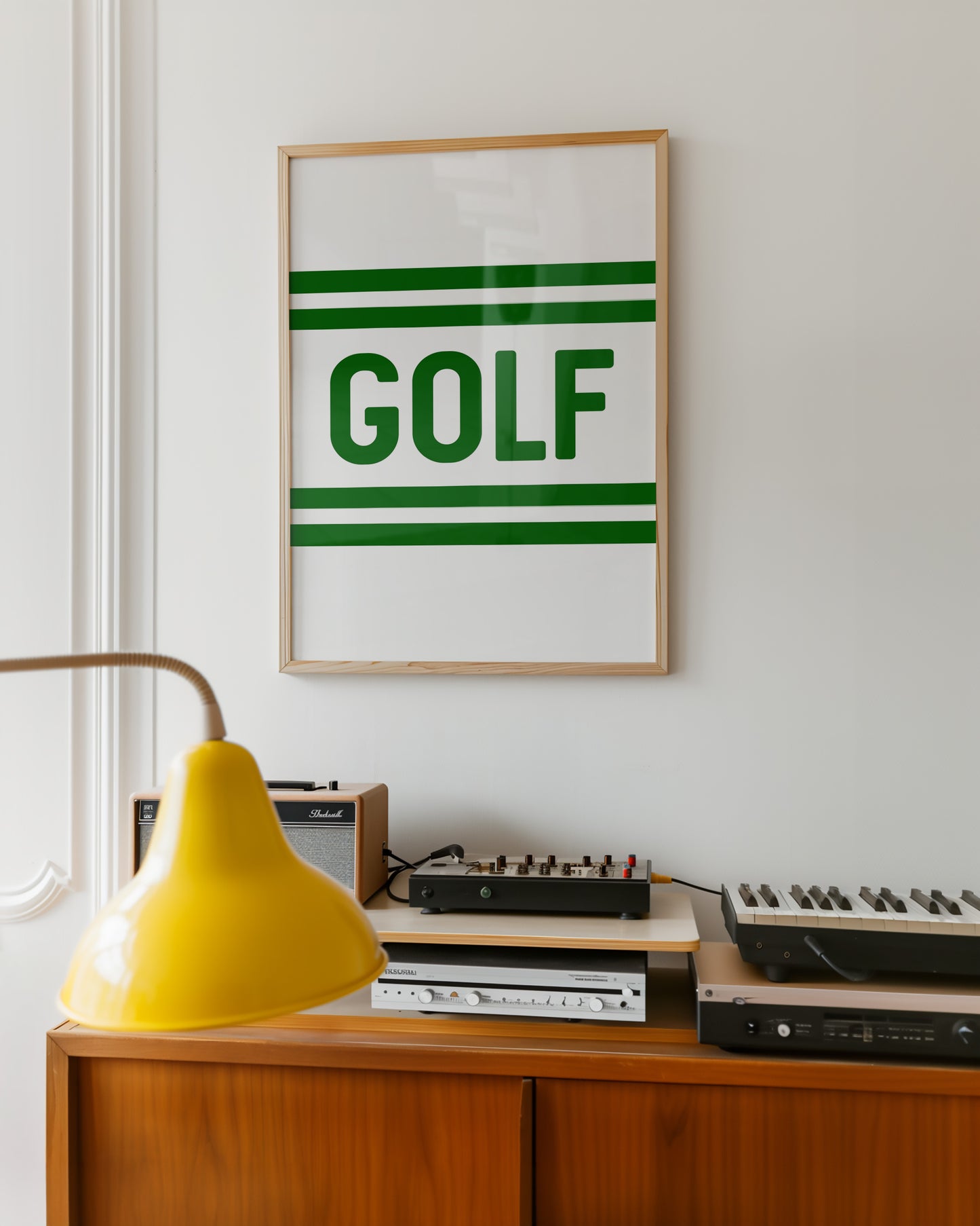 Golf Typography Striped White Art Print