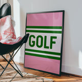 Golf Striped Green and Pink Art Print - Tejas Country Club