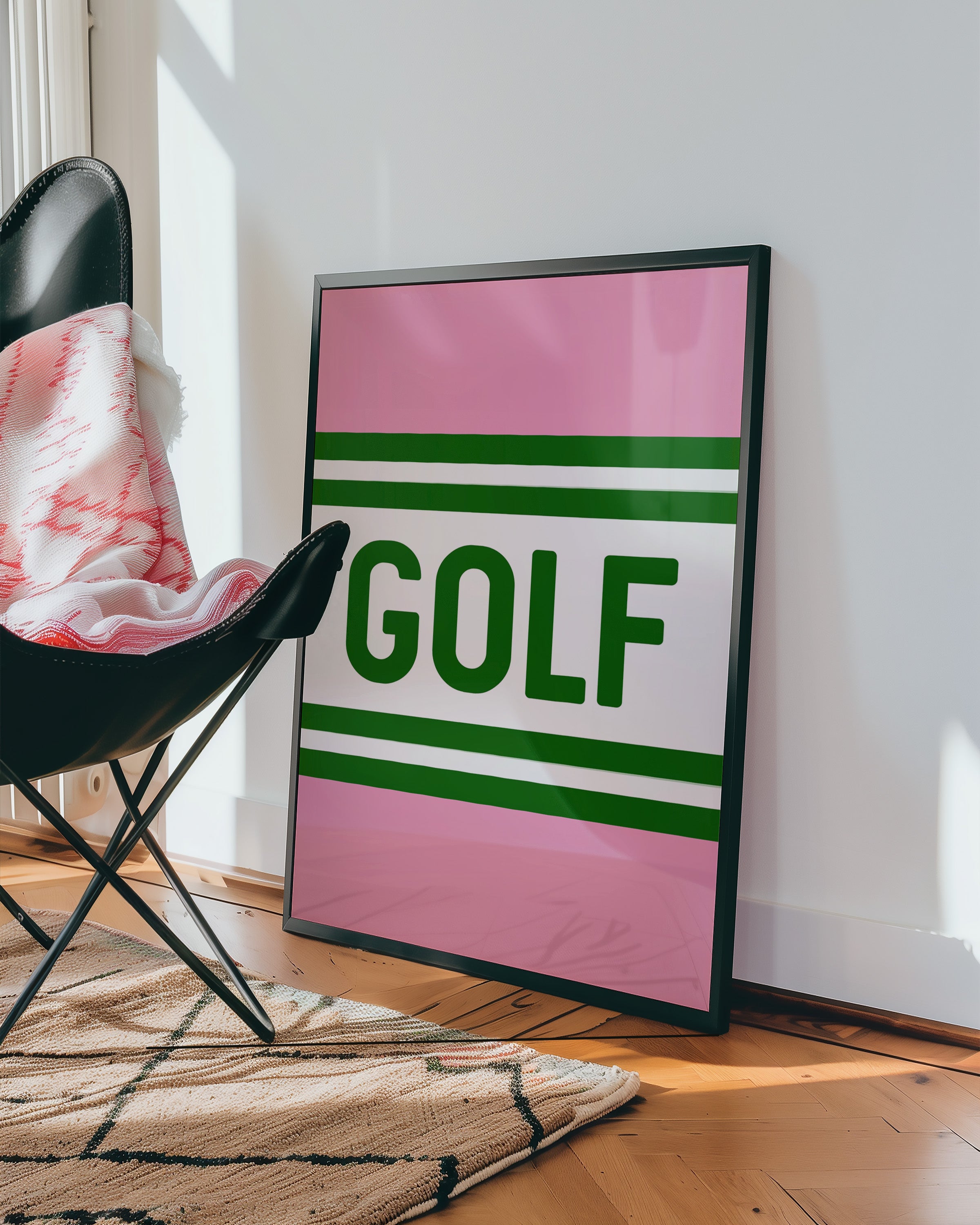 Golf Striped Green and Pink Art Print - Tejas Country Club