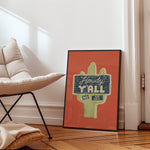 Howdy Y'all No Bad Days Vintage Cactus Sign Art Print - Tejas Country Club