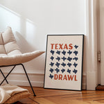 Texas Drawl - Collection of Student Drawn Texas Silhouettes Art Print - Tejas Country Club