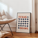 Texas Drawl - Collection of Student Drawn Texas Silhouettes Art Print - Tejas Country Club