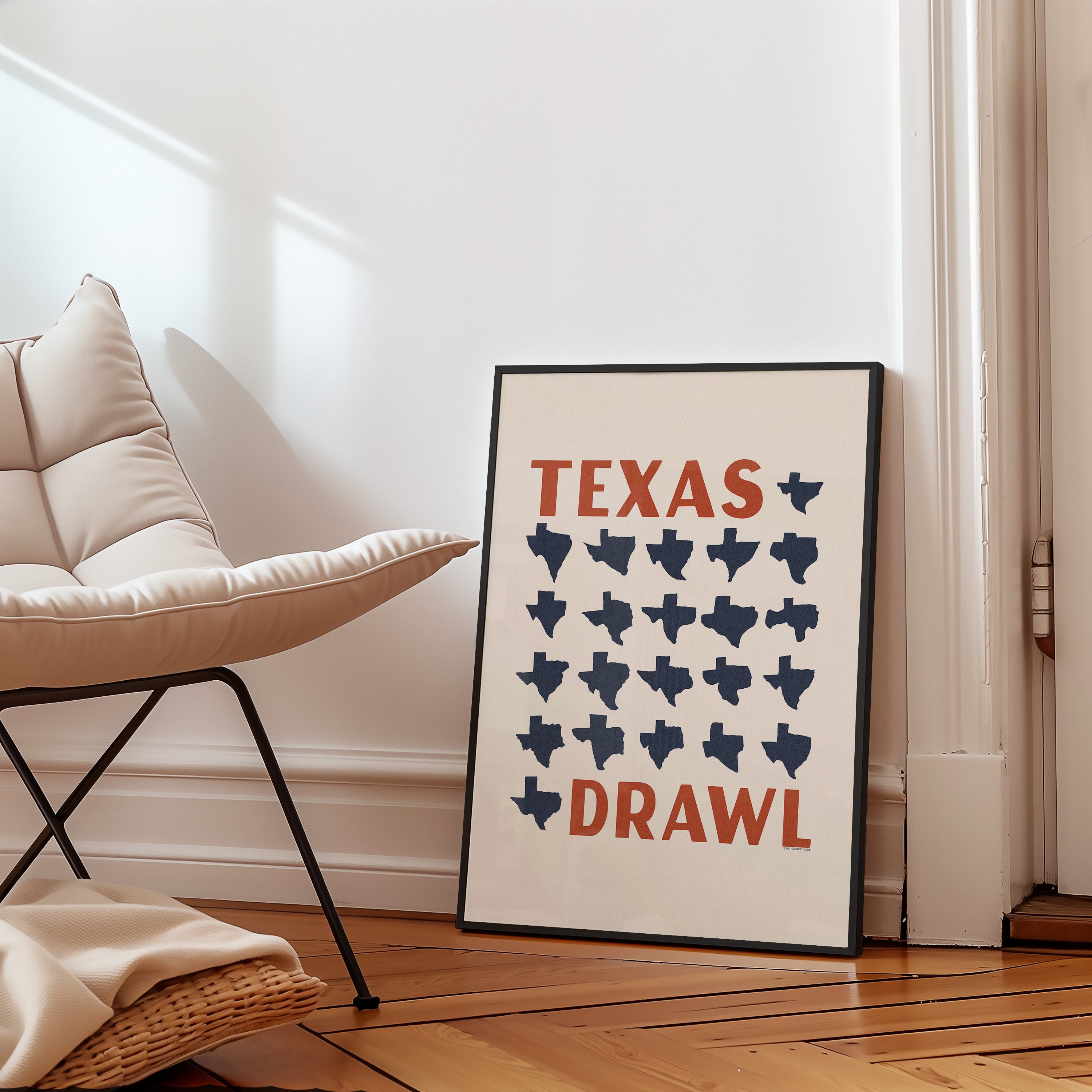 Texas Drawl - Collection of Student Drawn Texas Silhouettes Art Print - Tejas Country Club