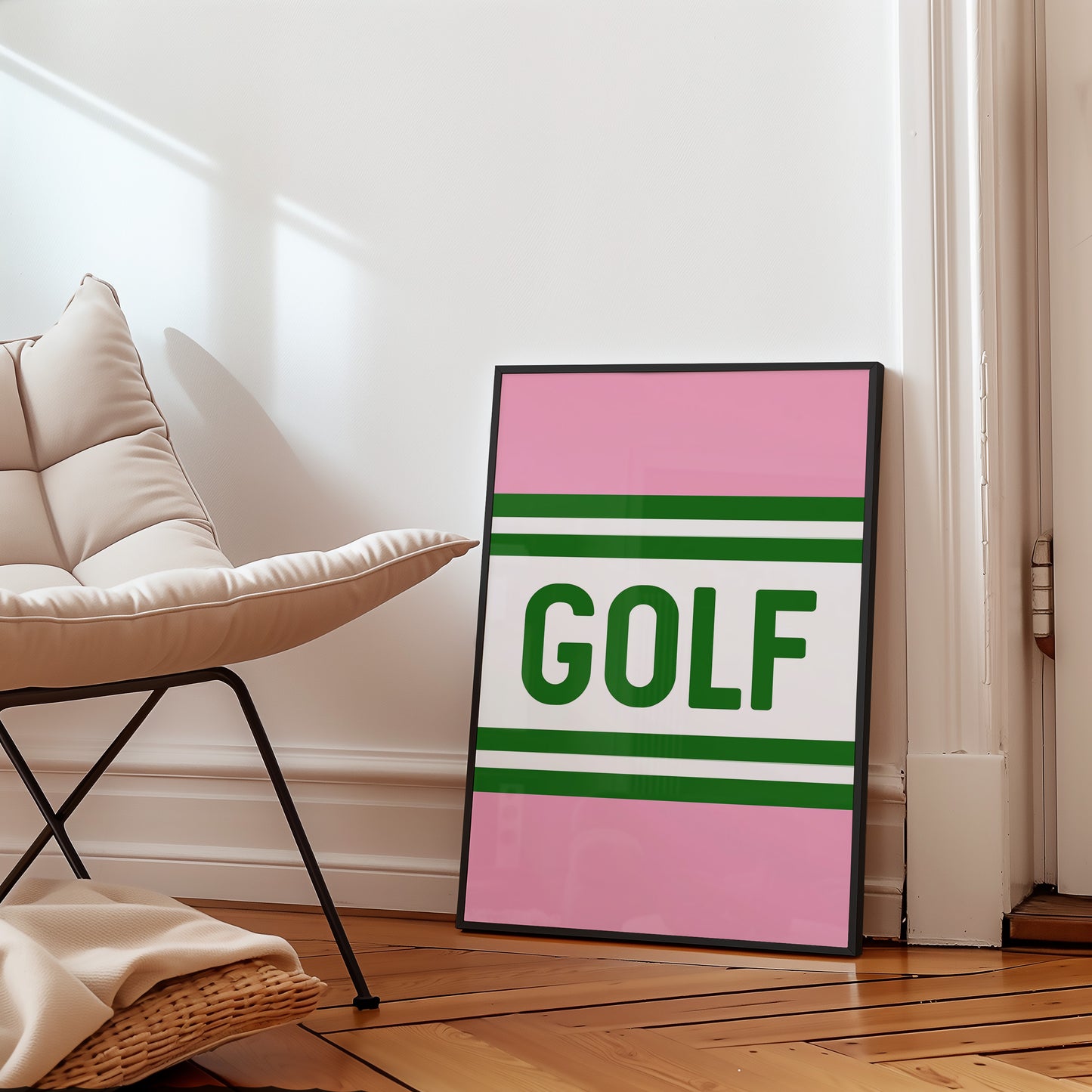 Golf Striped Green and Pink Art Print