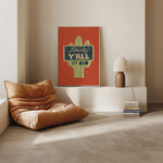 Howdy Y'all No Bad Days Vintage Cactus Sign Art Print - Tejas Country Club