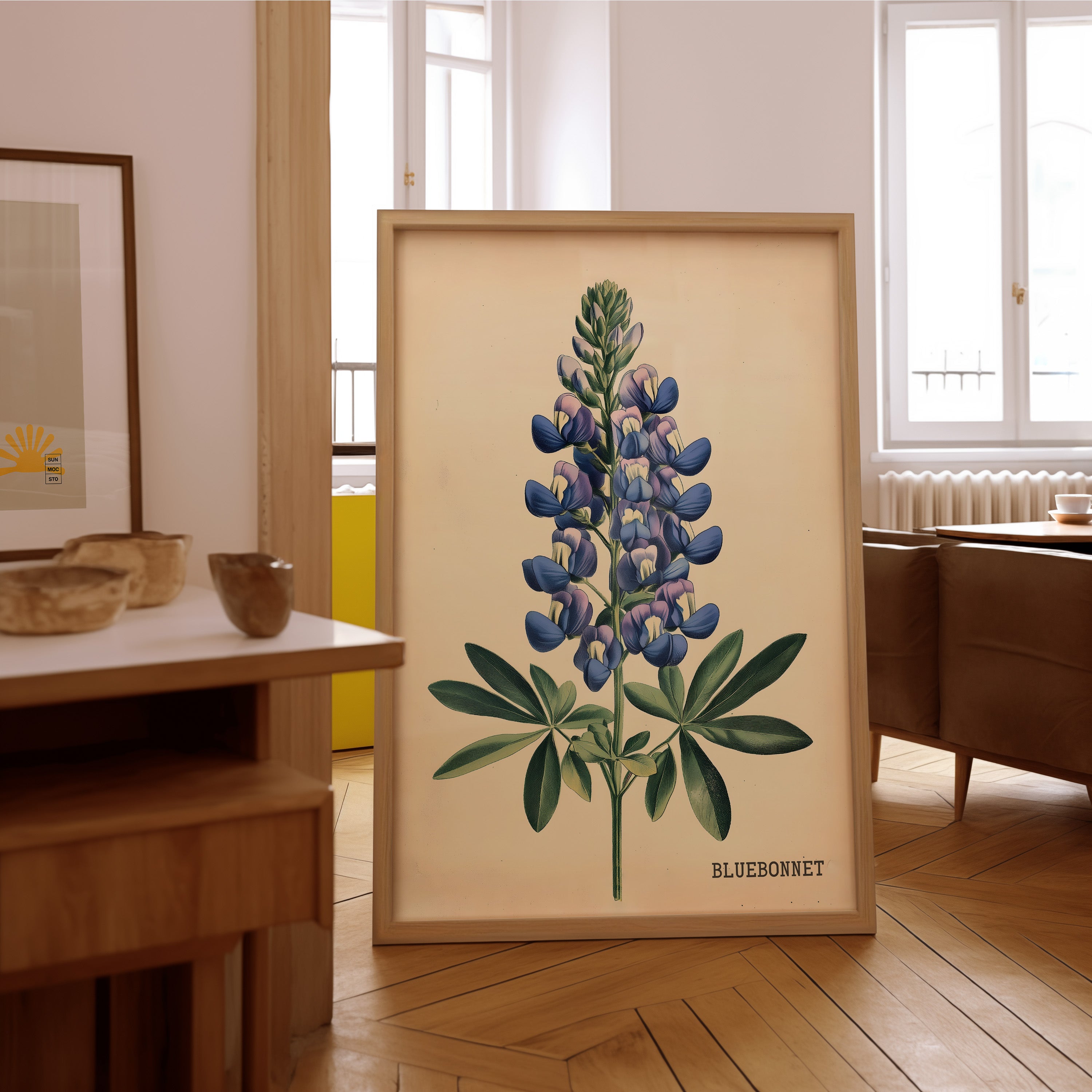 Texas Bluebonnet French Flower Market Seed Pack Art Print - Tejas Country Club
