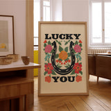 Lucky You Floral Horseshoe Art Print - Tejas Country Club