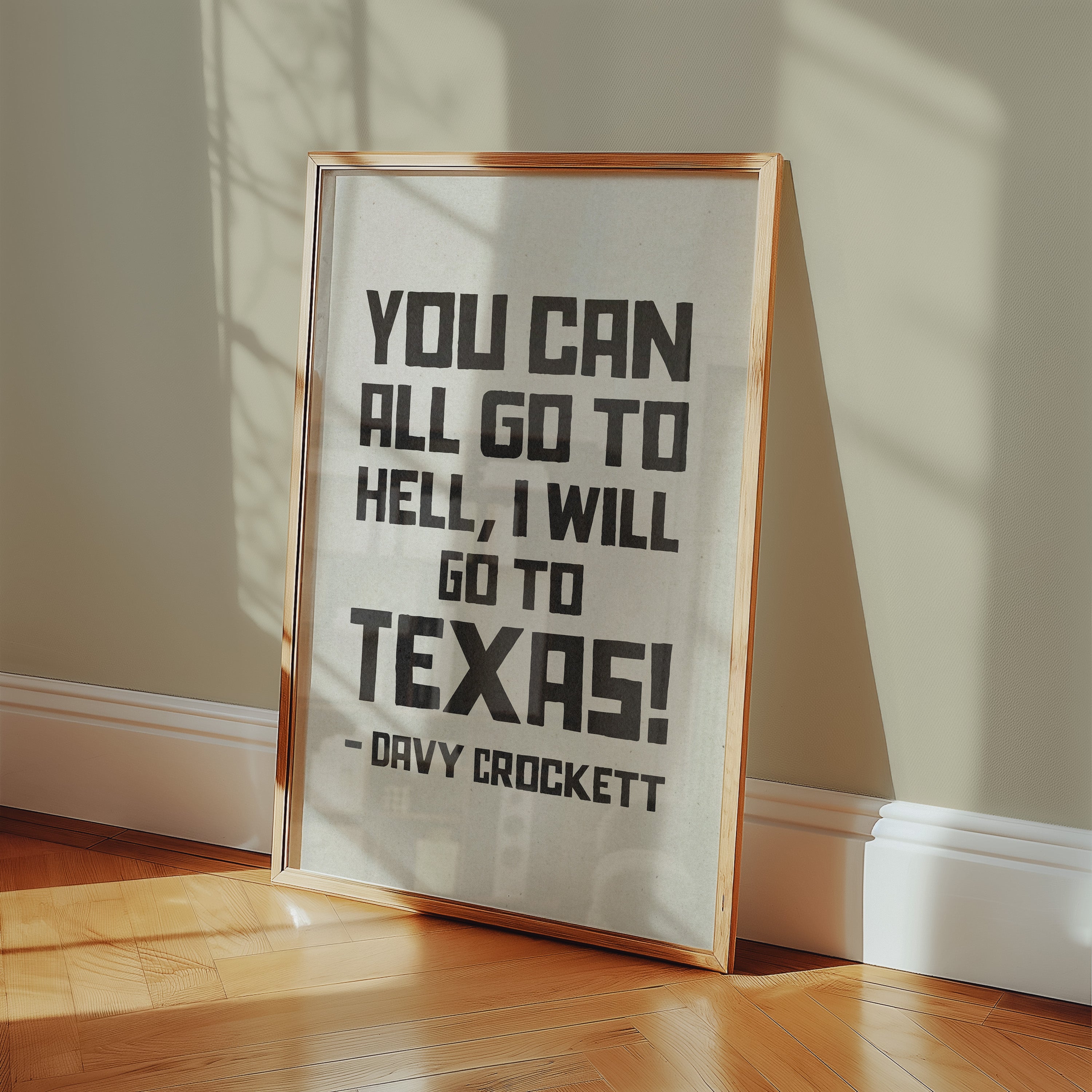 Going To Texas - Davy Crockett Quote White Art Print - Tejas Country Club