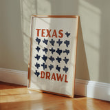 Texas Drawl - Collection of Student Drawn Texas Silhouettes Art Print - Tejas Country Club