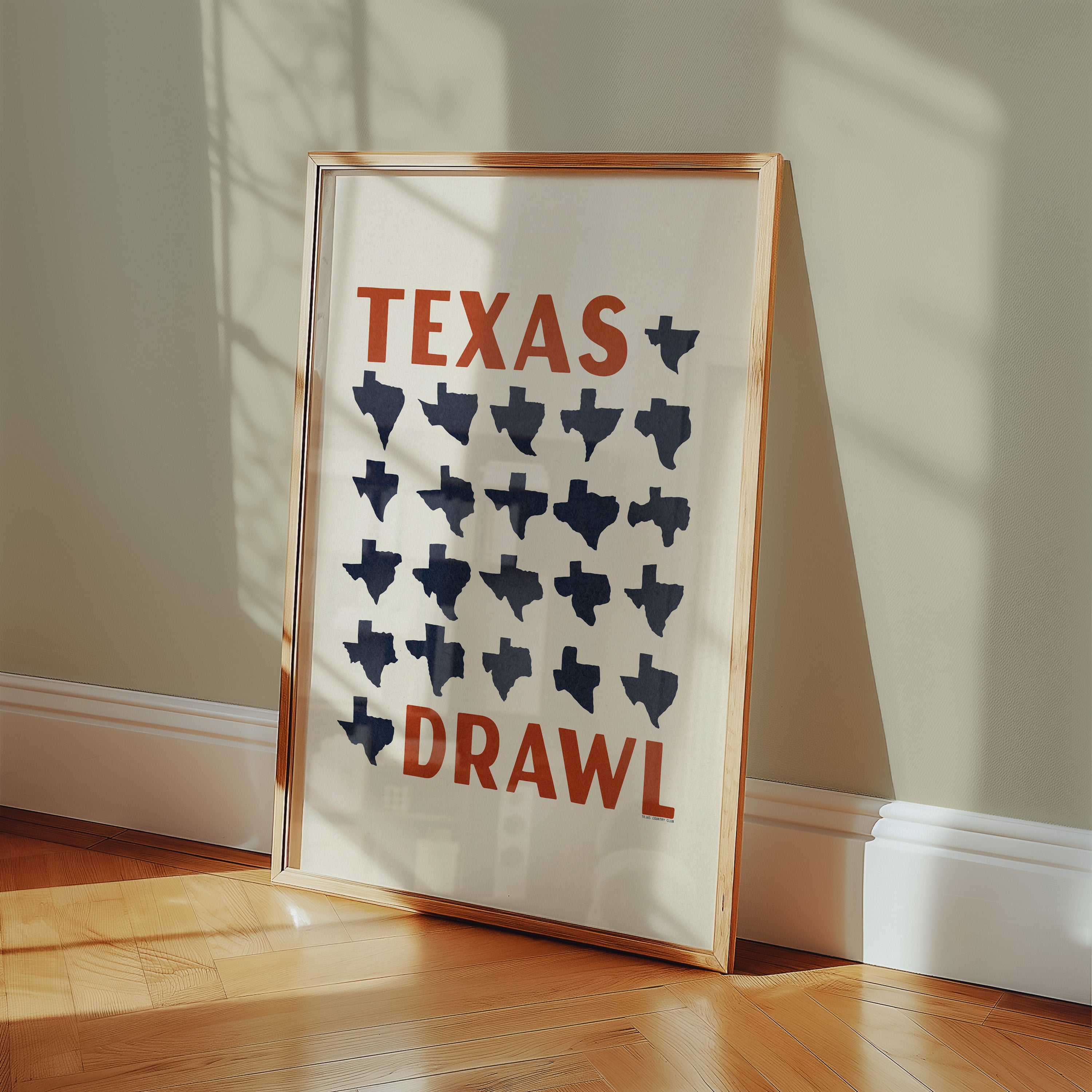 Texas Drawl - Collection of Student Drawn Texas Silhouettes Art Print - Tejas Country Club