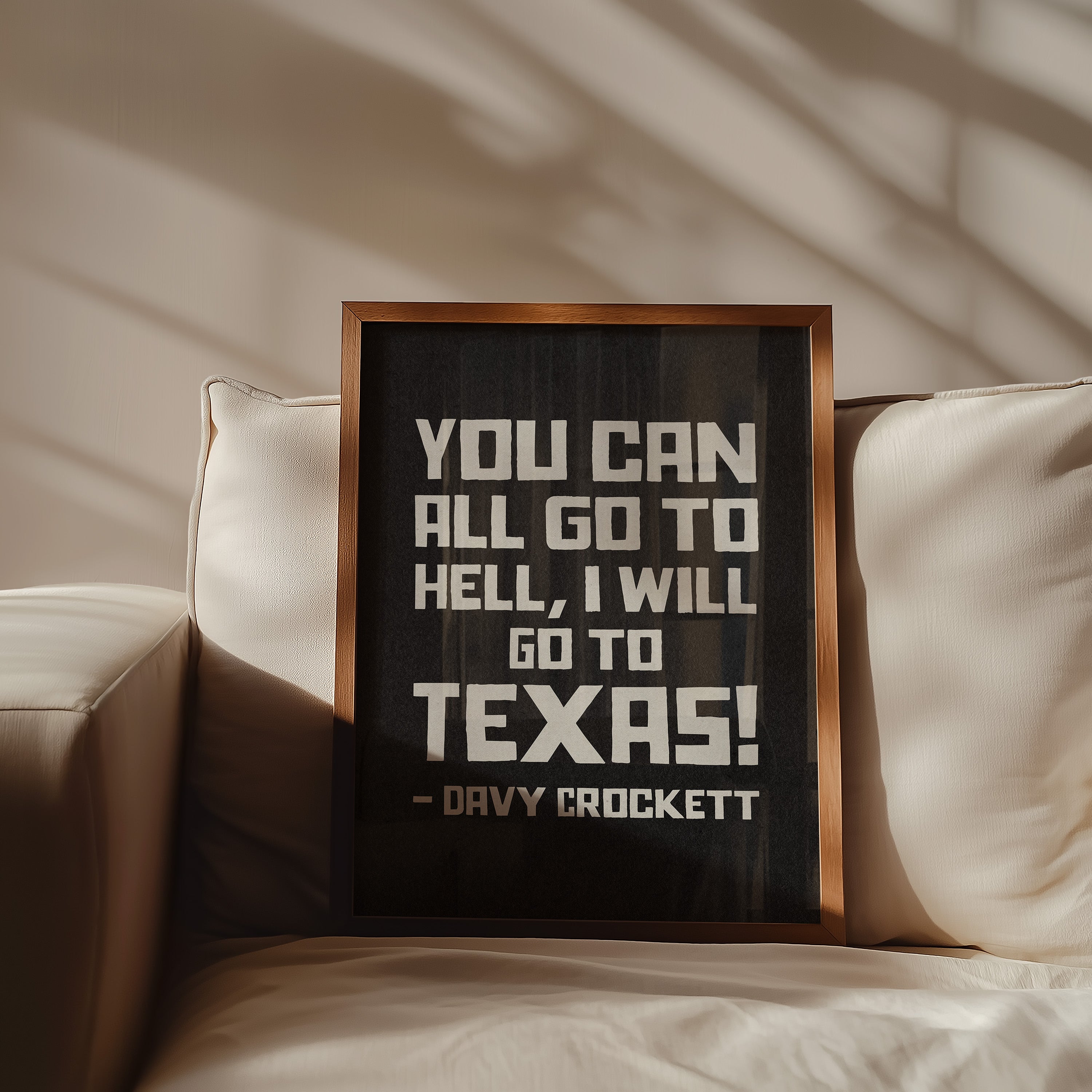 Going To Texas - Davy Crockett Quote Black Art Print - Tejas Country Club