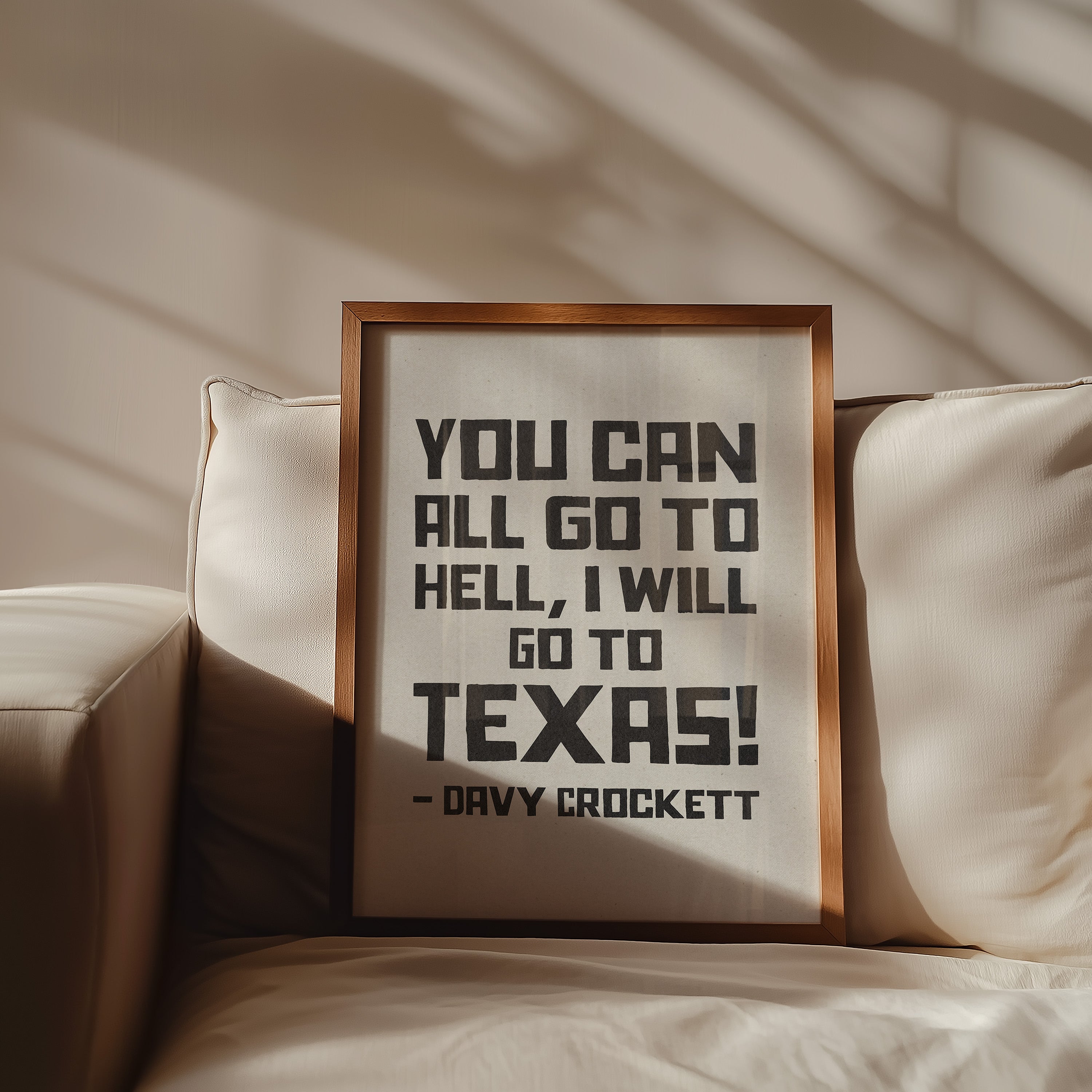 Going To Texas - Davy Crockett Quote White Art Print - Tejas Country Club