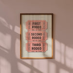 First Rodeo Ticket Stub Art Print Pink - Tejas Country Club