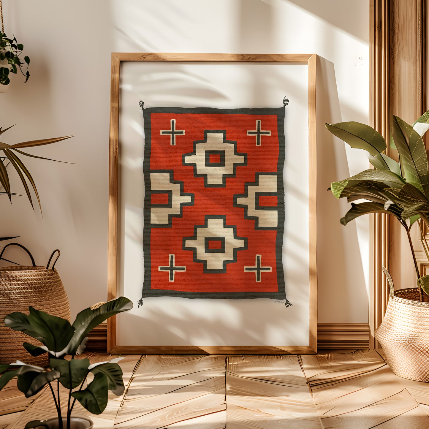 Southwestern Native Style Crosses Rug Art Print