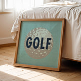 Retro Golf Ball Art Print Dusty Blue - Tejas Country Club