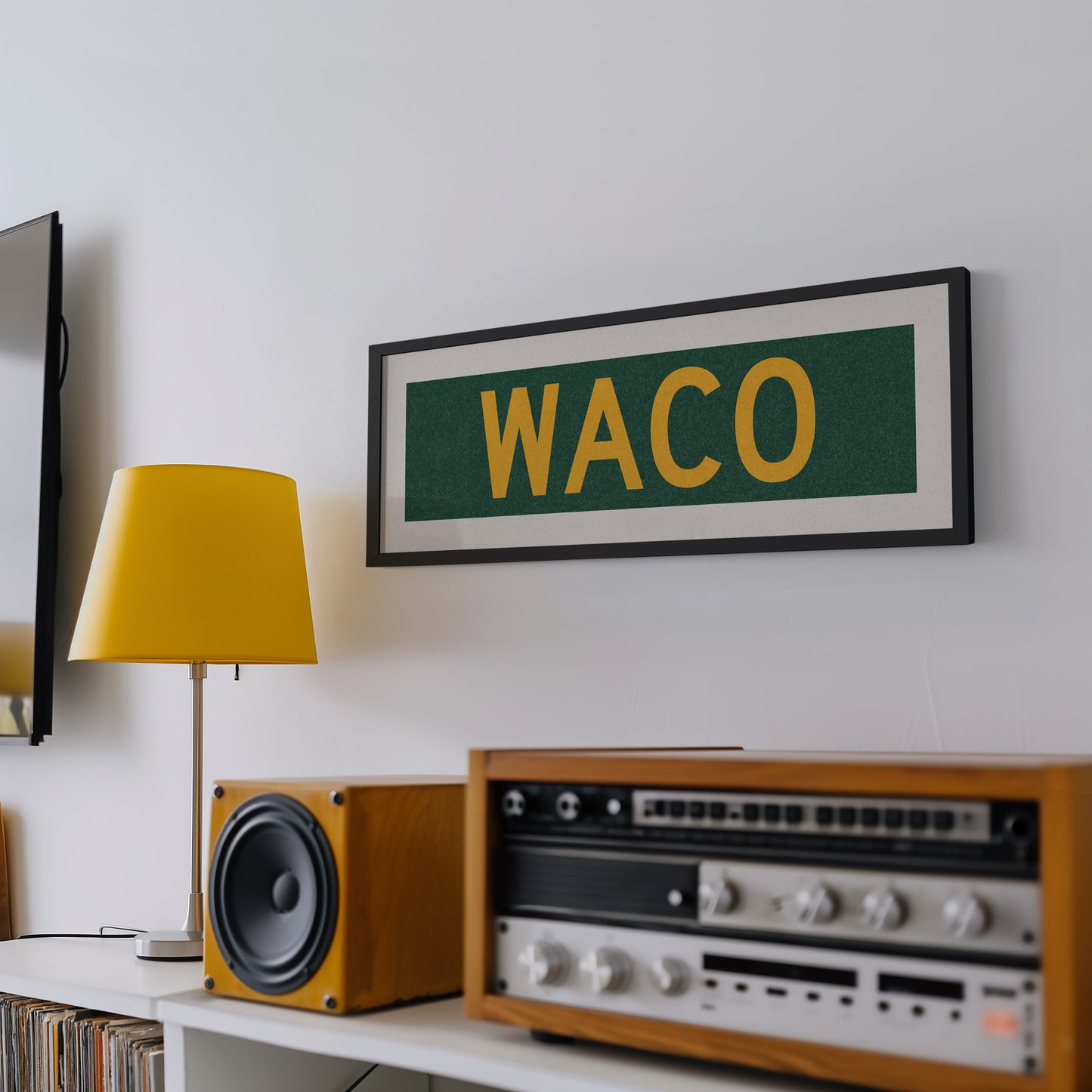 Framed Waco Green Bus Scroll