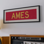 Framed Ames Red and Gold Bus Scroll - Tejas Country Club