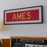 Framed Ames Red and Gold Bus Scroll - Tejas Country Club
