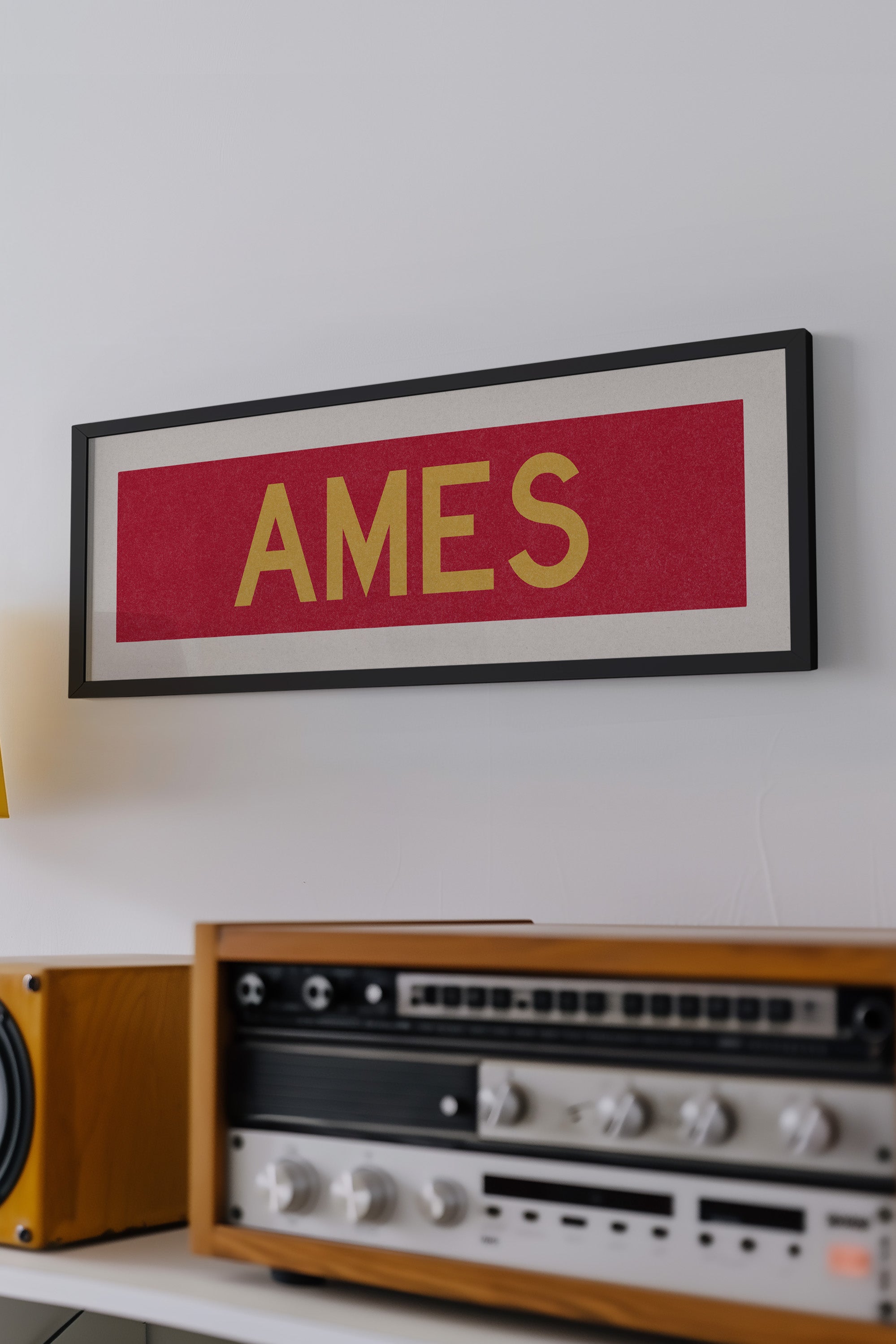 Framed Ames Red and Gold Bus Scroll - Tejas Country Club