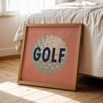 Retro Golf Ball Art Print Salmon Pink - Tejas Country Club