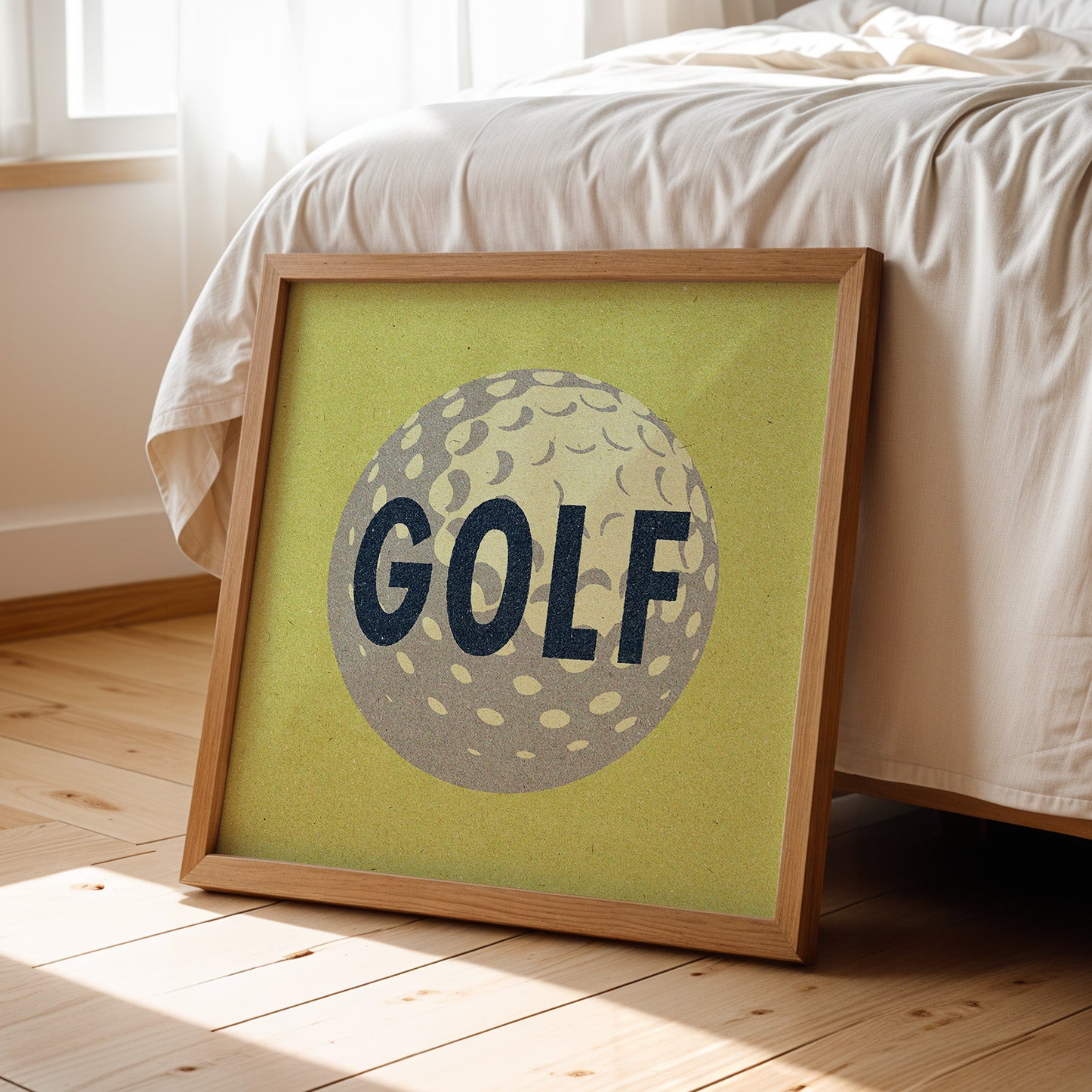 Retro Golf Ball Art Print Lemon Yellow - Tejas Country Club