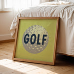 Retro Golf Ball Art Print Lemon Yellow - Tejas Country Club