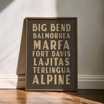 Big Bend West Texas Subway Scroll Art Print - Tejas Country Club