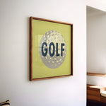 Retro Golf Ball Art Print Lemon Yellow - Tejas Country Club