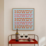 Howdy Typography Art Print Square Pink & Orange - Tejas Country Club