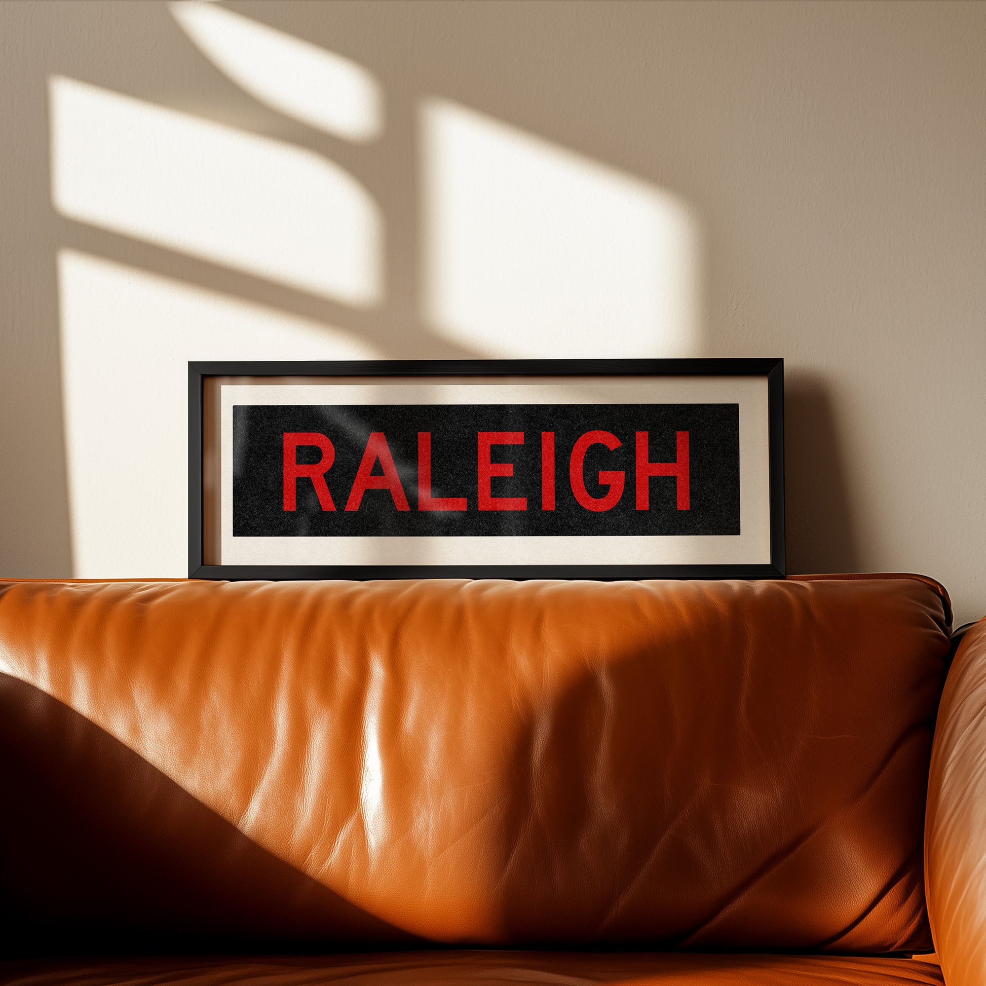 Framed Raleigh Red and Black Bus Scroll - Tejas Country Club