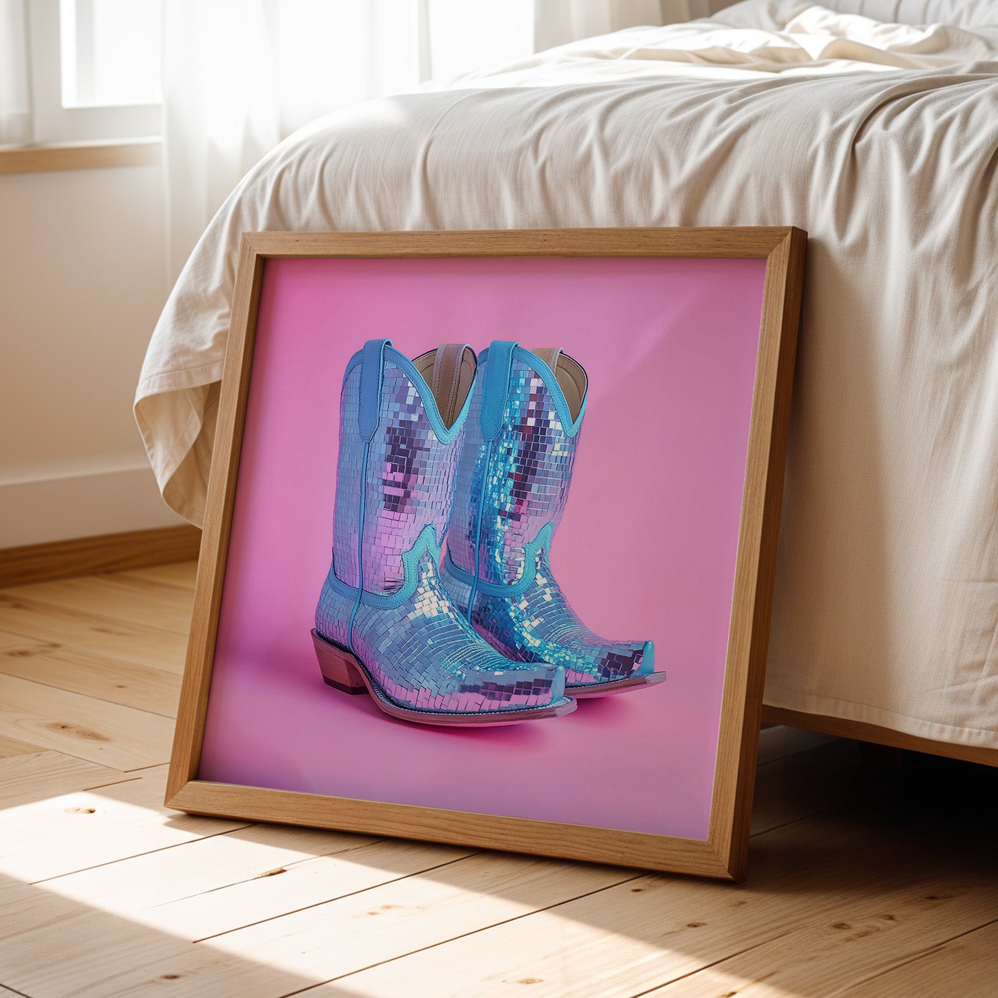 Disco Ball Blue Cowboy Boot Print - Tejas Country Club