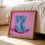 Disco Ball Blue Cowboy Boot Print - Tejas Country Club
