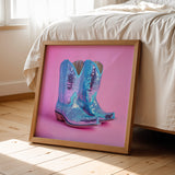Disco Ball Blue Cowboy Boot Print - Tejas Country Club