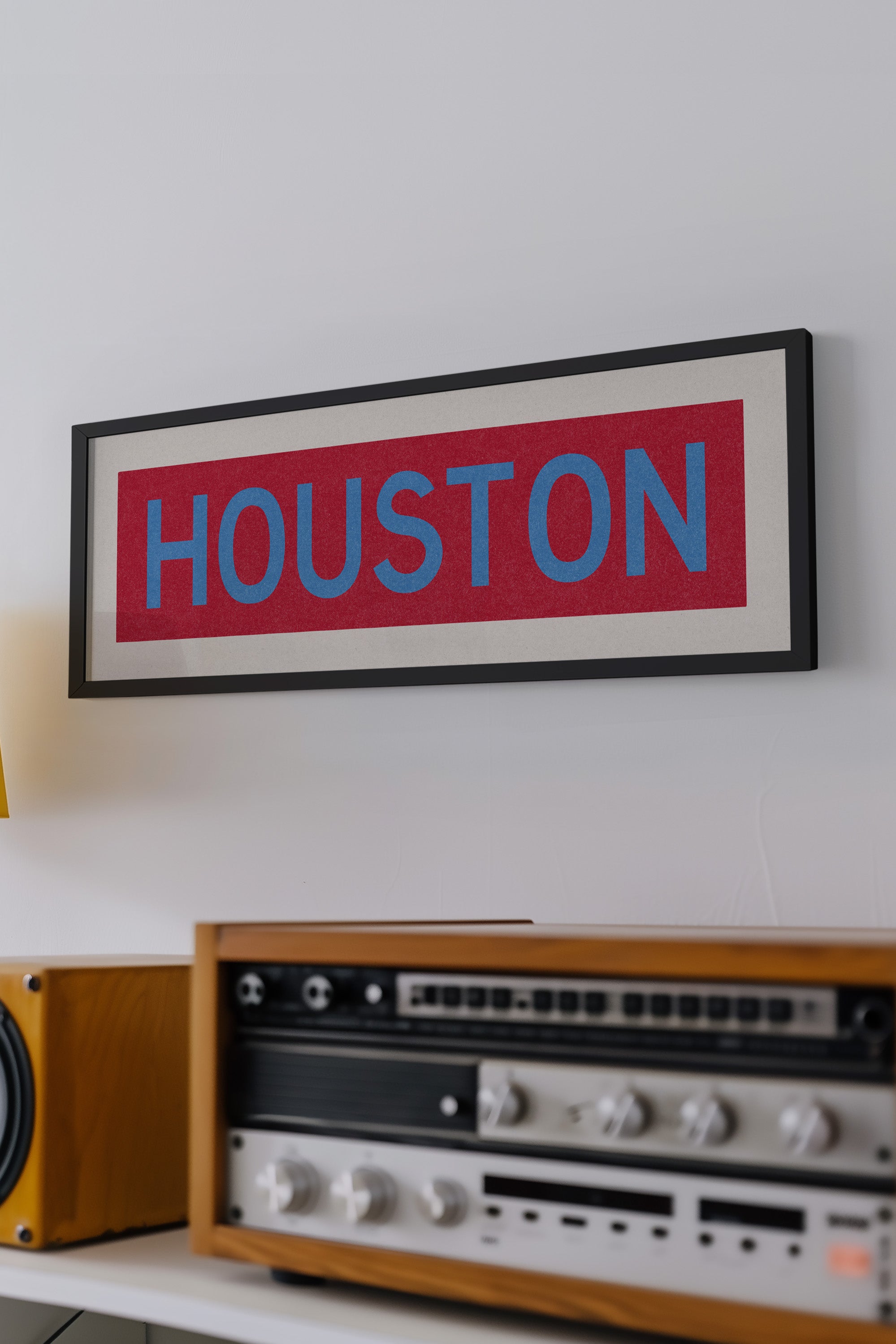 Framed Houston Baby Blue Bus Scroll - Tejas Country Club